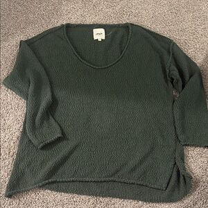 Aerie Forest Green Textured Scoop Neck Sweater